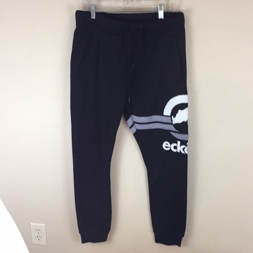 Eck’o Unlimited Black Joggers Size Medium #72 Embroidered Large Logo